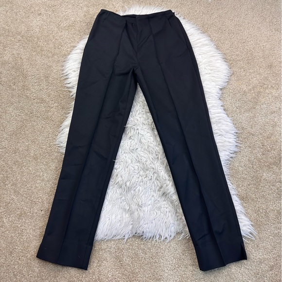 APC Black Wool Straight Leg Center Pleat Pants - Picture 2 of 5